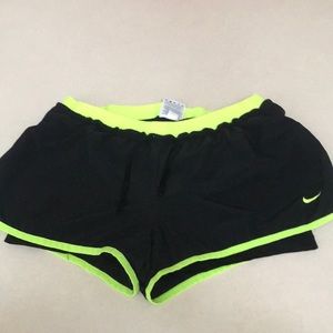 Nike neon yellow and black Dri-Fit shorts size L